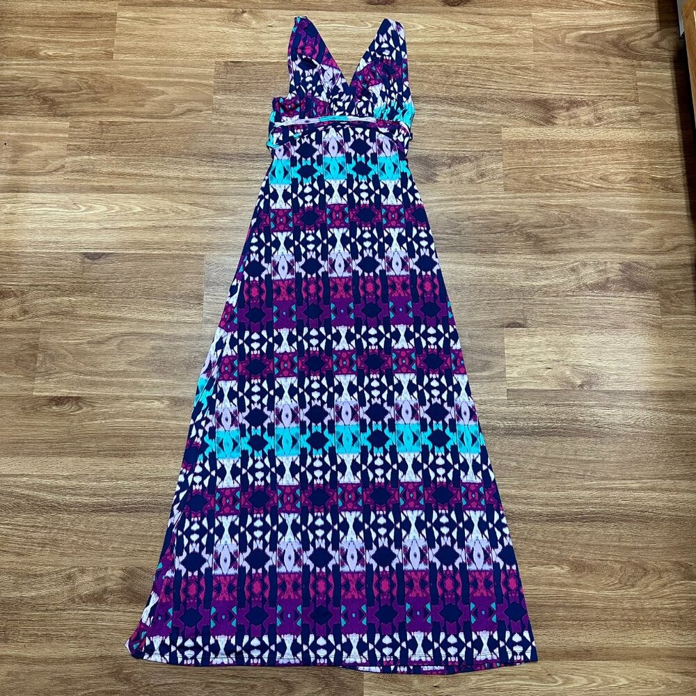 Charlotte Russe - Women's Sleeveless Blue, Purple, and White Maxi Dress - Size S